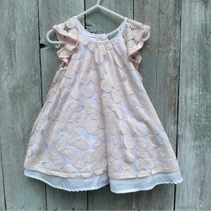 Tahari Girls Baby Toddler Size 24m Dress Pink and White Floral Lace